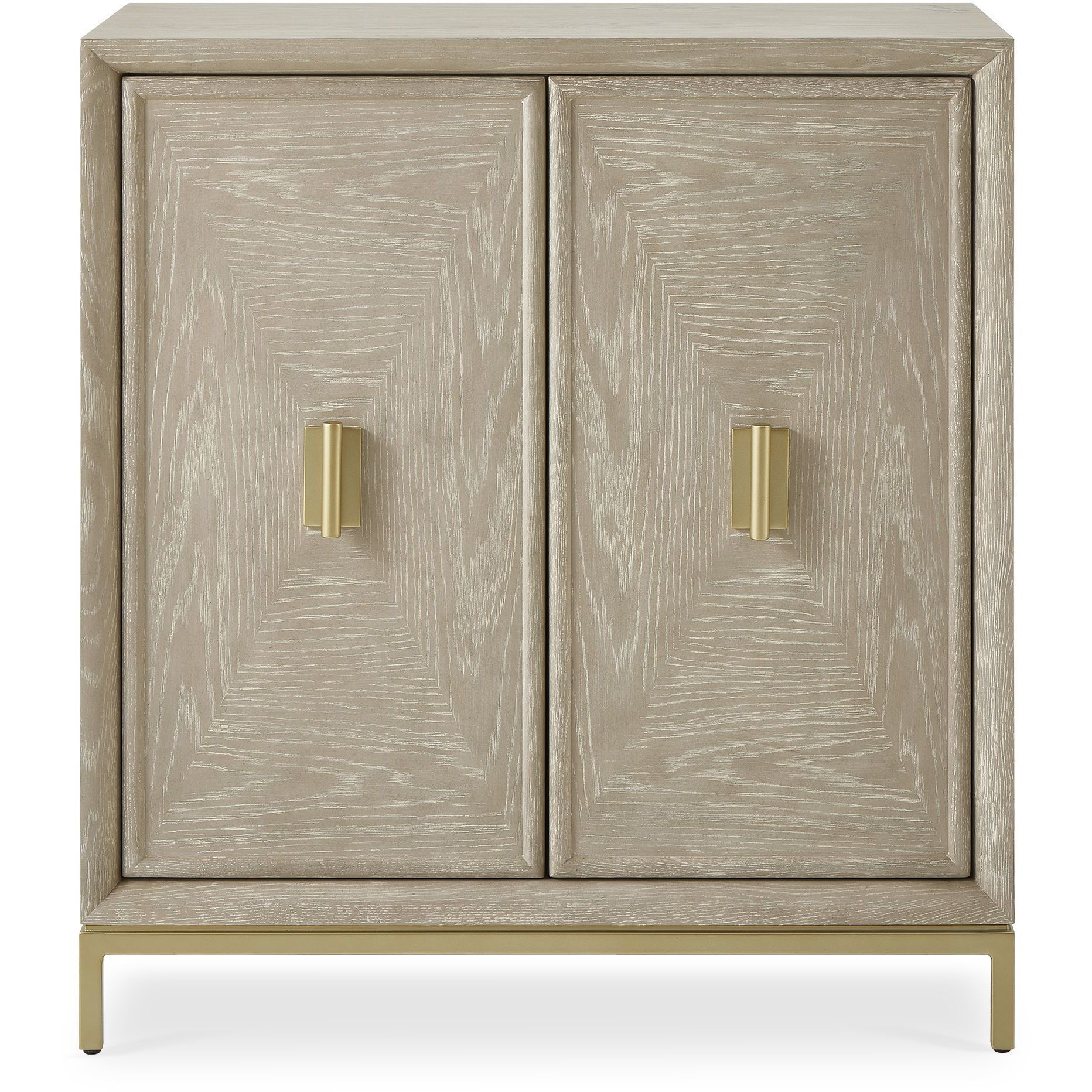 Alessia Oak with Cerused Finish and Brass 2 Door Cabinet