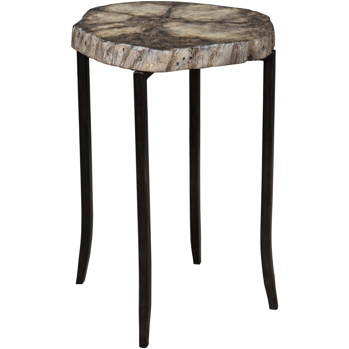 Stiles 23 X 19 inch Aged Iron and Suar Wood with Rich Petrified Finish Accent Table