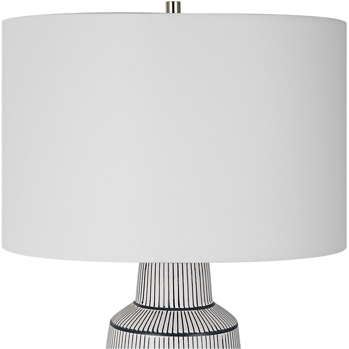 Breton 29 inch 150.00 watt Satin White Glaze with Navy Blue Stripes Table Lamp Portable Light
