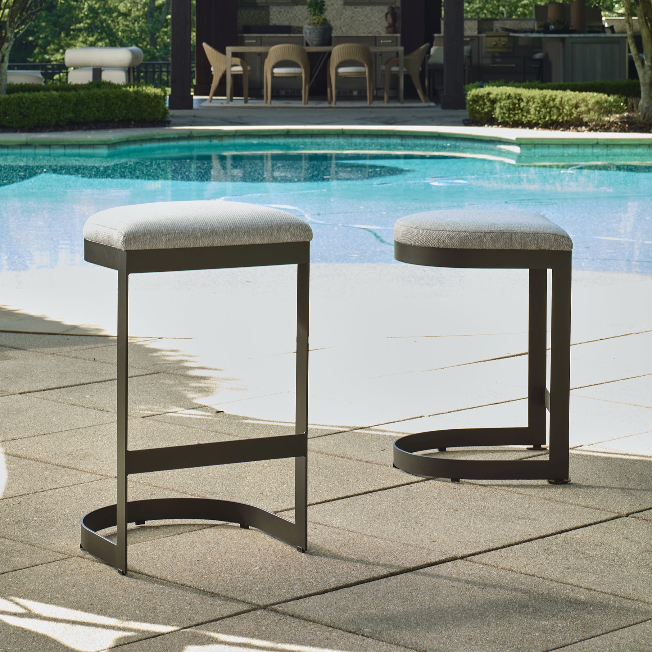Maude 25.8 inch Java Black and Taupe Grey Outdoor Counter Stool