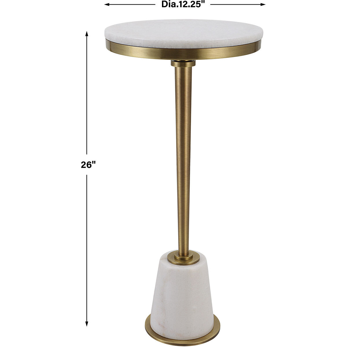 Edifice 26 X 12 inch White Marble and Brushed Brass Drink Table