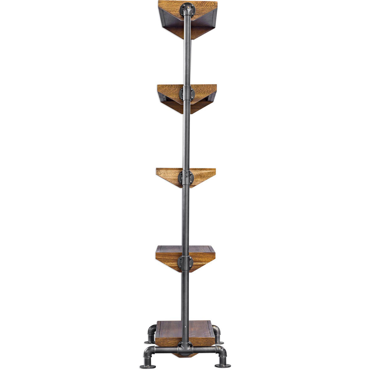 Rhordyn 72 X 30 inch Aged Gunmetal and Light Walnut Etagere