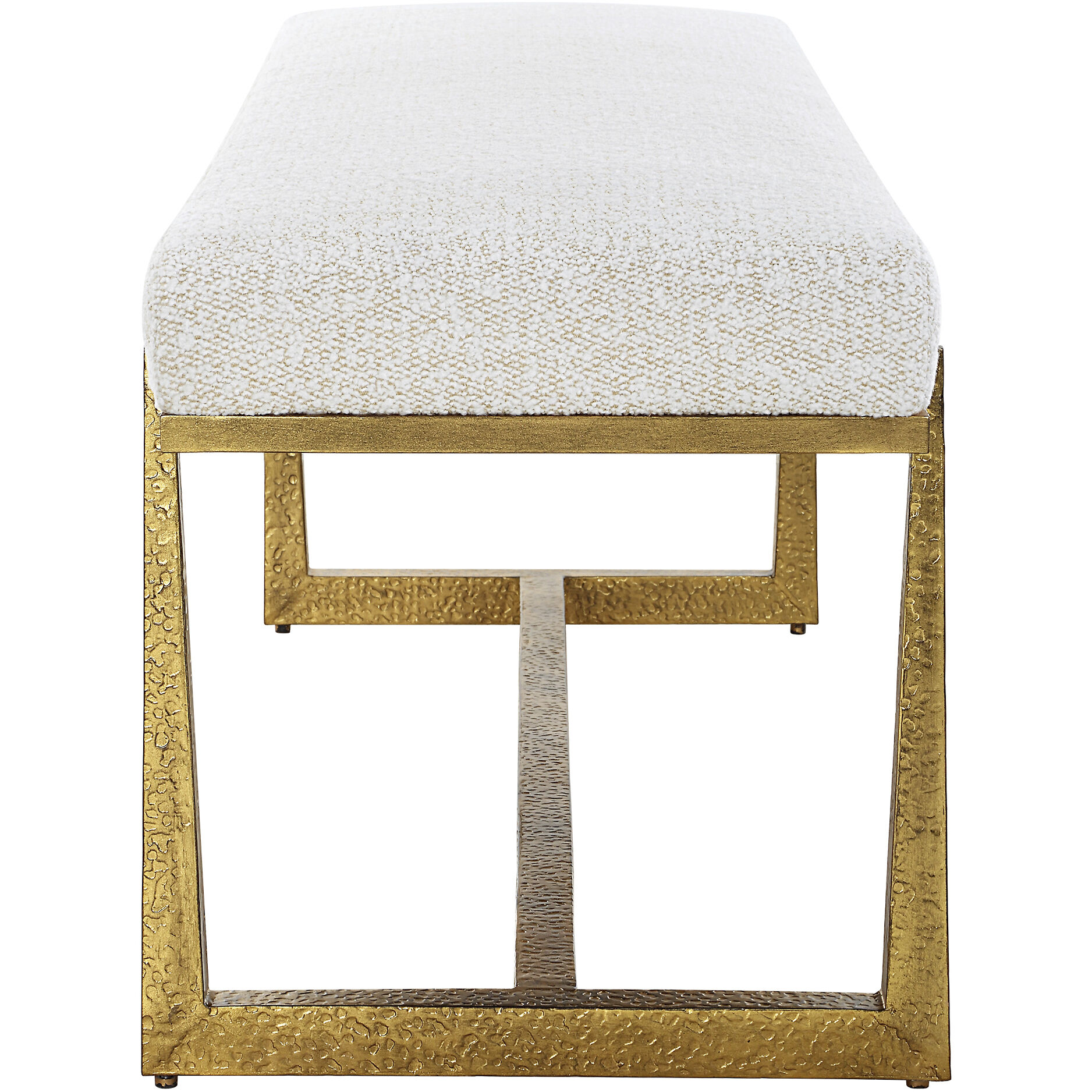 Midas Textured Antique Gold and Driftwood Toned Polyester Bench
