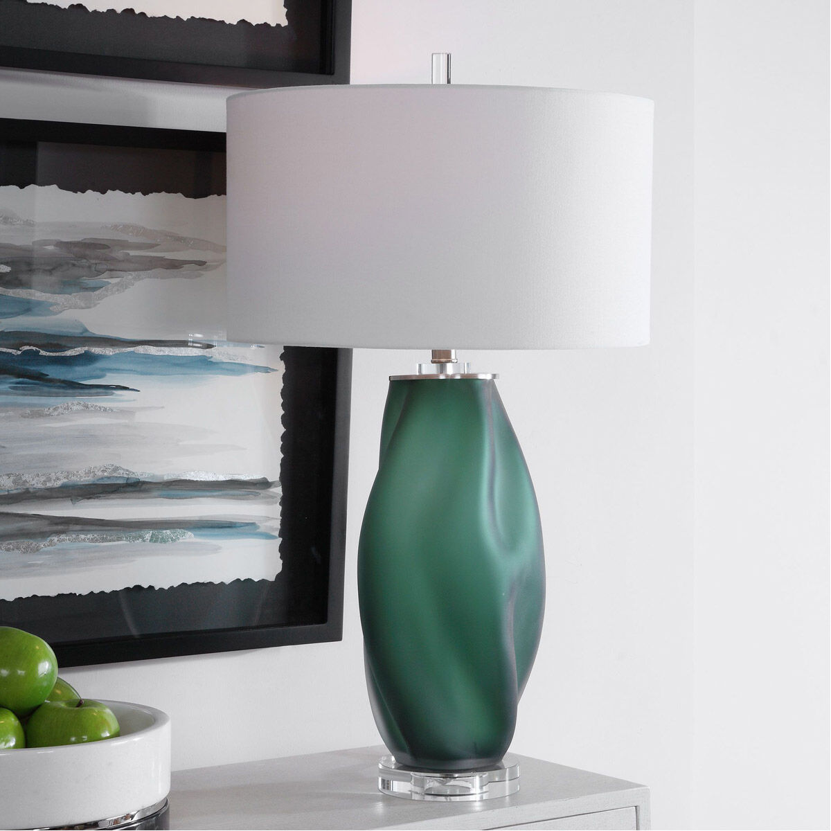 Esmeralda 29 inch 150 watt Green Glass Table Lamp Portable Light