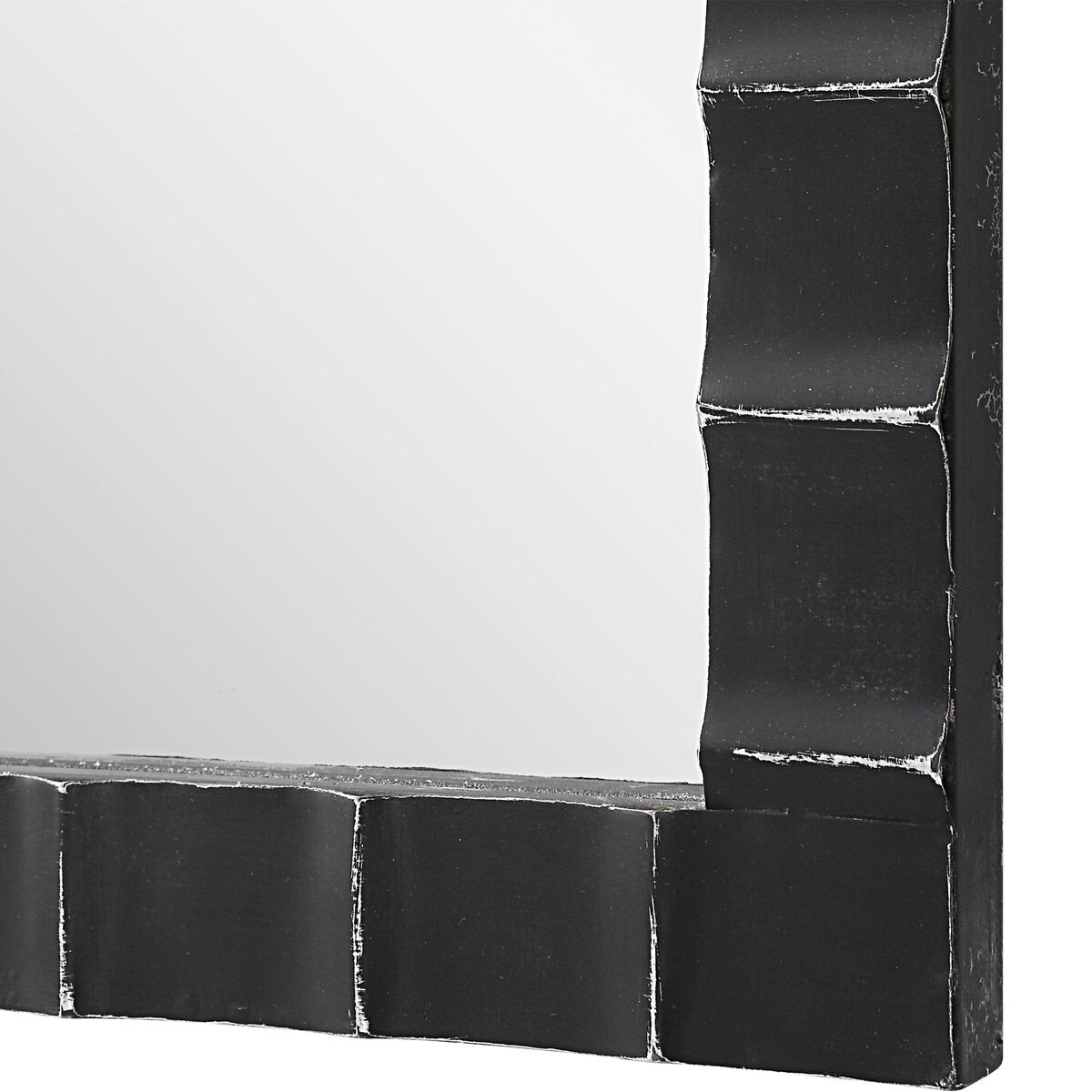 Dandridge 42 X 22 inch Distressed Matte Black with Silver Undertones Wall Mirror