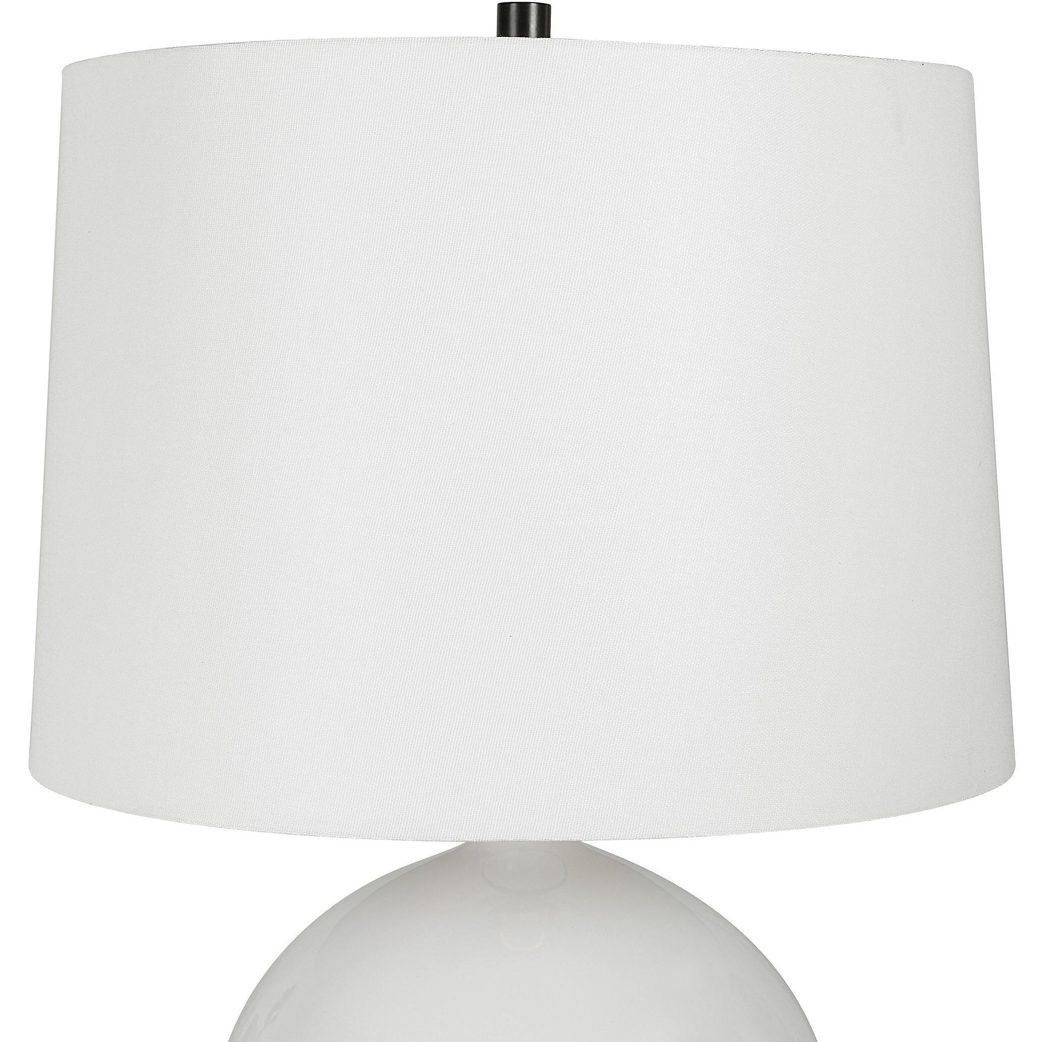 Collar 26 inch 150 watt Gloss White Glaze and Satin Black Table Lamp Portable Light