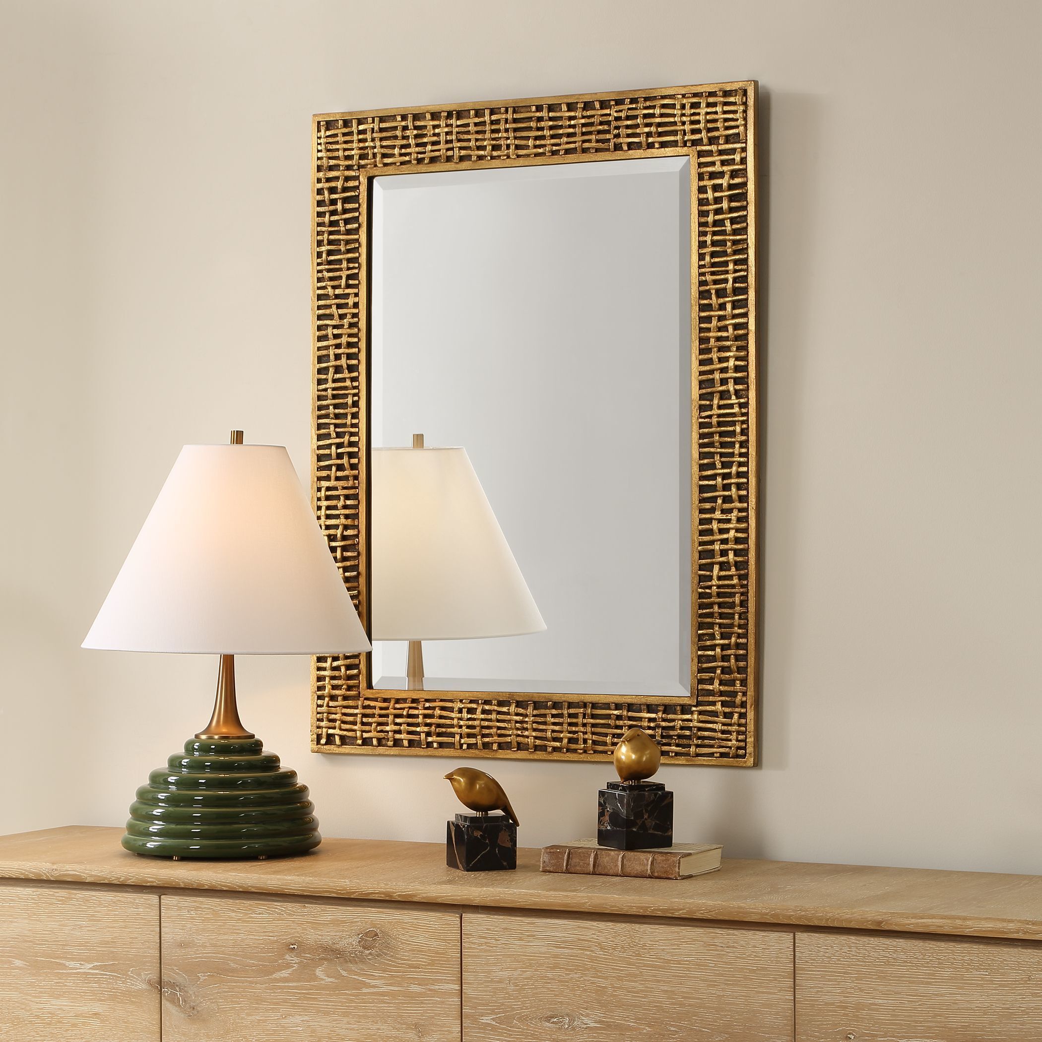 Woven In Time 39.75 X 29.5 inch Antiqued Gold Leaf Mirror