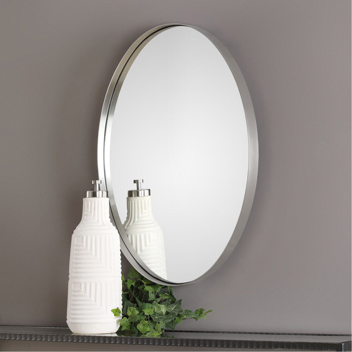 Pursley 30 X 20 inch Plated Brushed Nickel Wall Mirror
