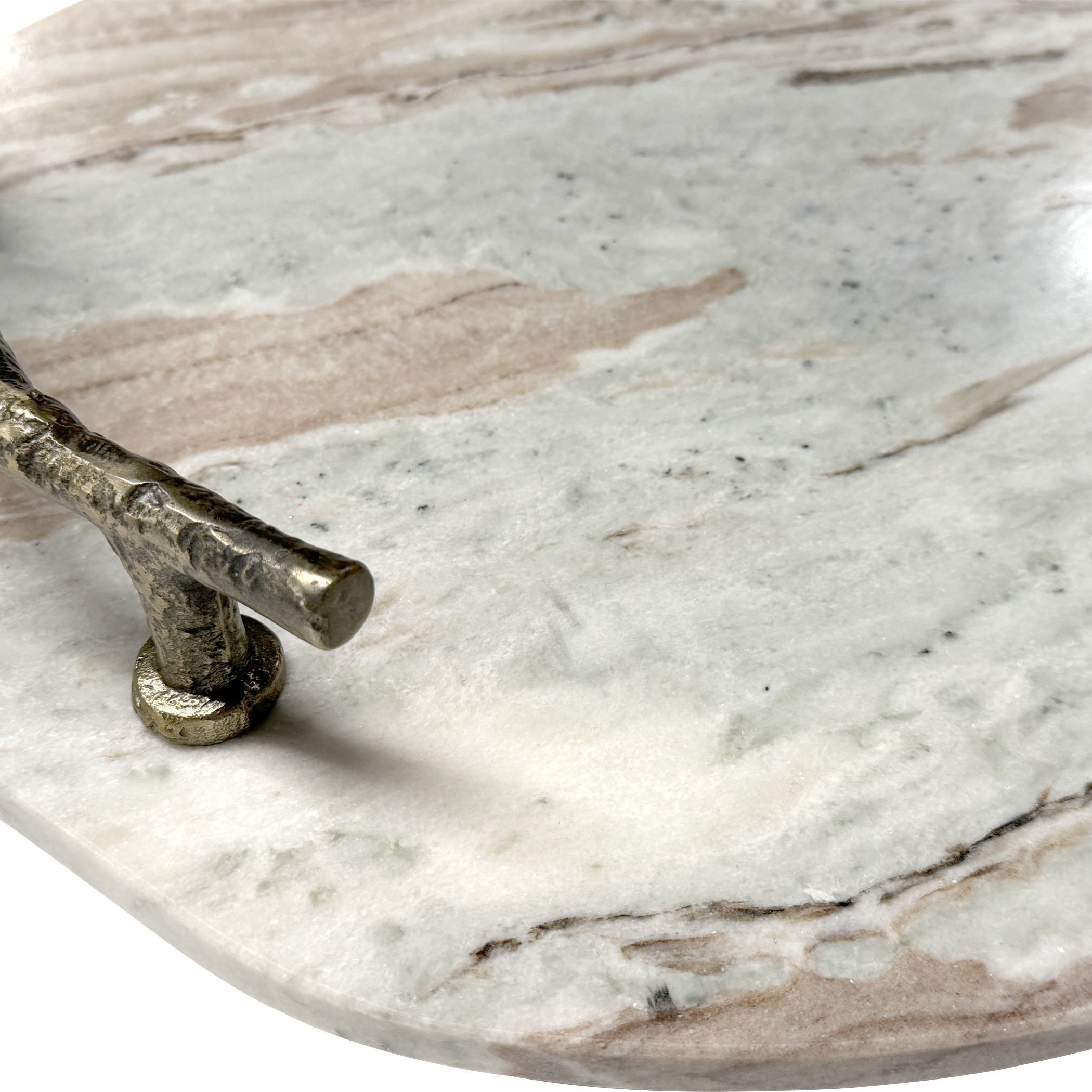 Stone And Twig Natural Marble and Cast Aluminum Indoor-Outdoor Tray