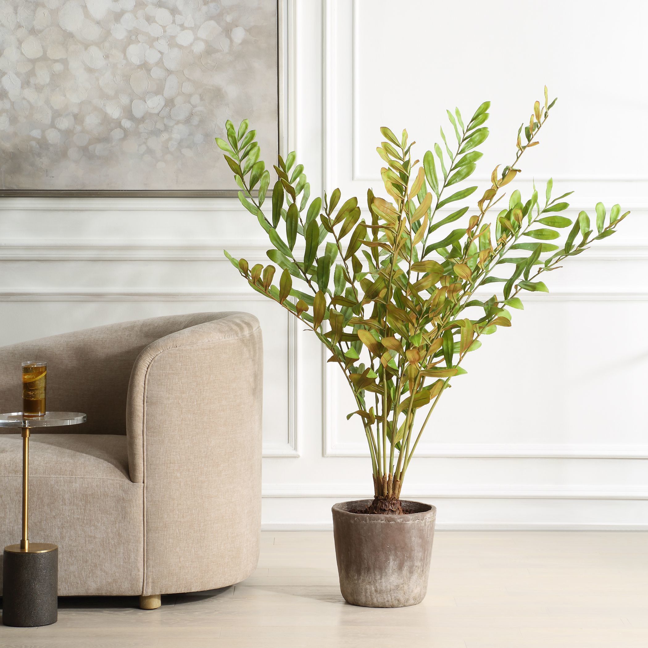 Zamia Green and Concrete Palm Acccent Planter