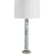 Jameis 31 inch 150 watt Blue Green and White Marbled Glaze and Antique Brass and Clear Crystal Table Lamp Portable Light