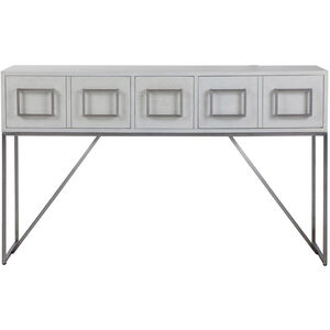 Abaya 54 inch Soft White and Light Gray with Brushed Nickel Console Table