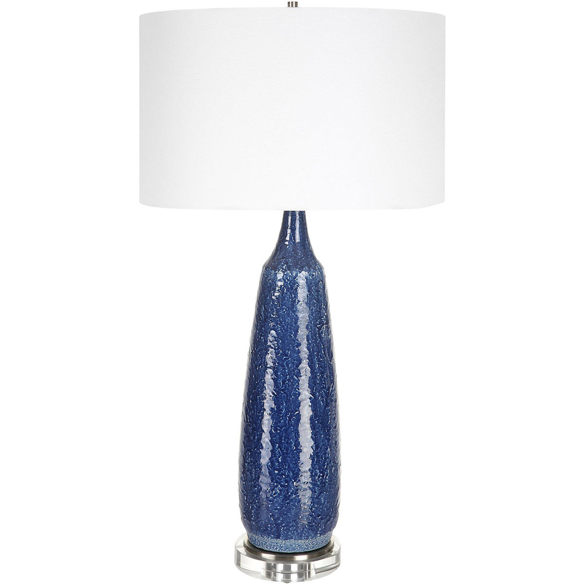 Newport 36 inch 150.00 watt Cobalt Blue Glaze and Brushed Nickel Table Lamp Portable Light