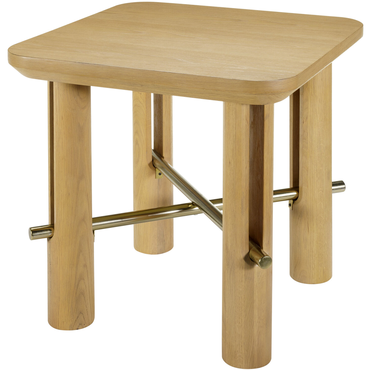 Valdo 22 X 22 inch Top: Brown; Base: Metallic - Brass End Table