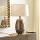 Vinson 29.5 inch 150 watt Mottled Glossy Brown Glaze and Antique Brass Table Lamp Portable Light