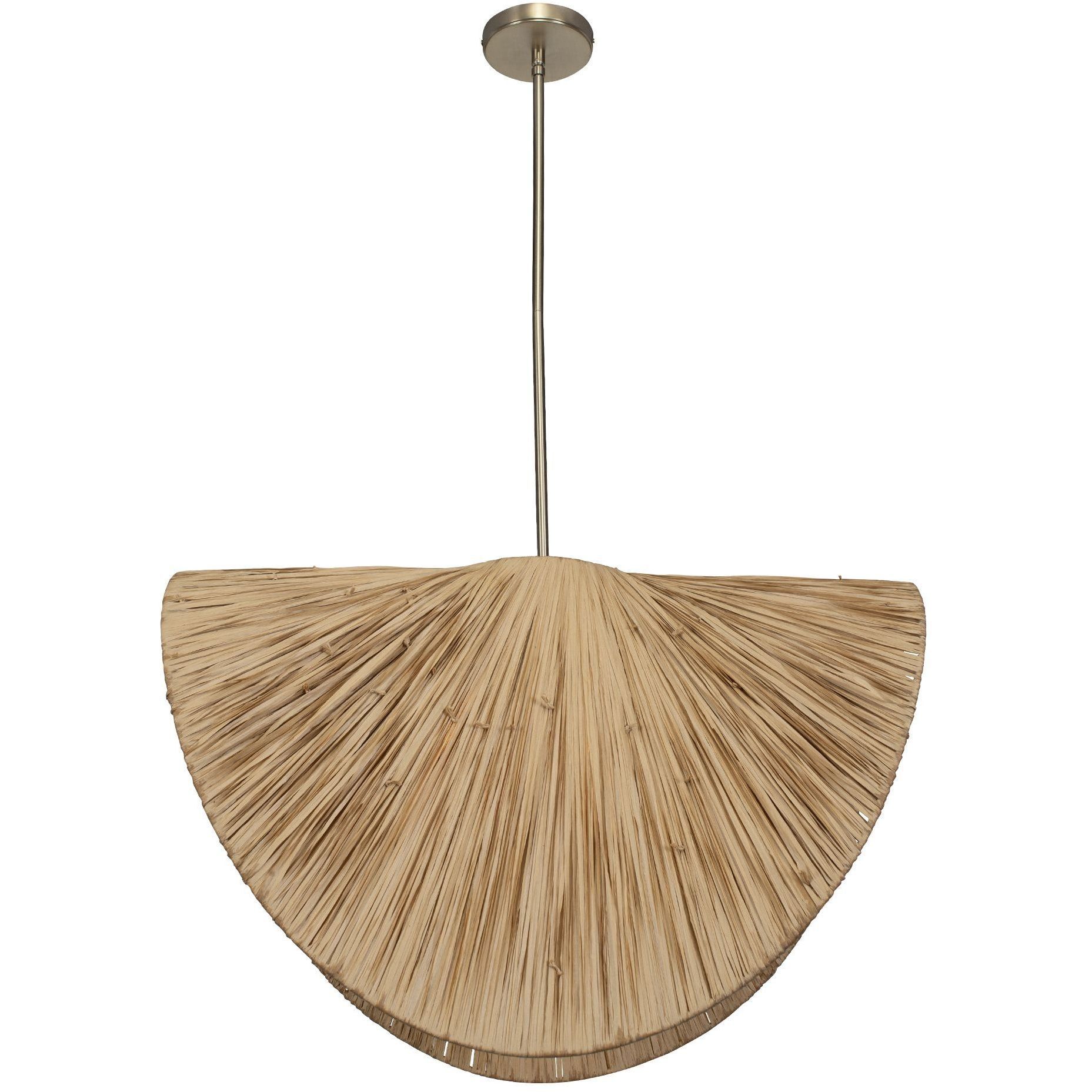 Bend 1 Light 28.75 inch Antique Brass and Natural Raffia Pendant Ceiling Light