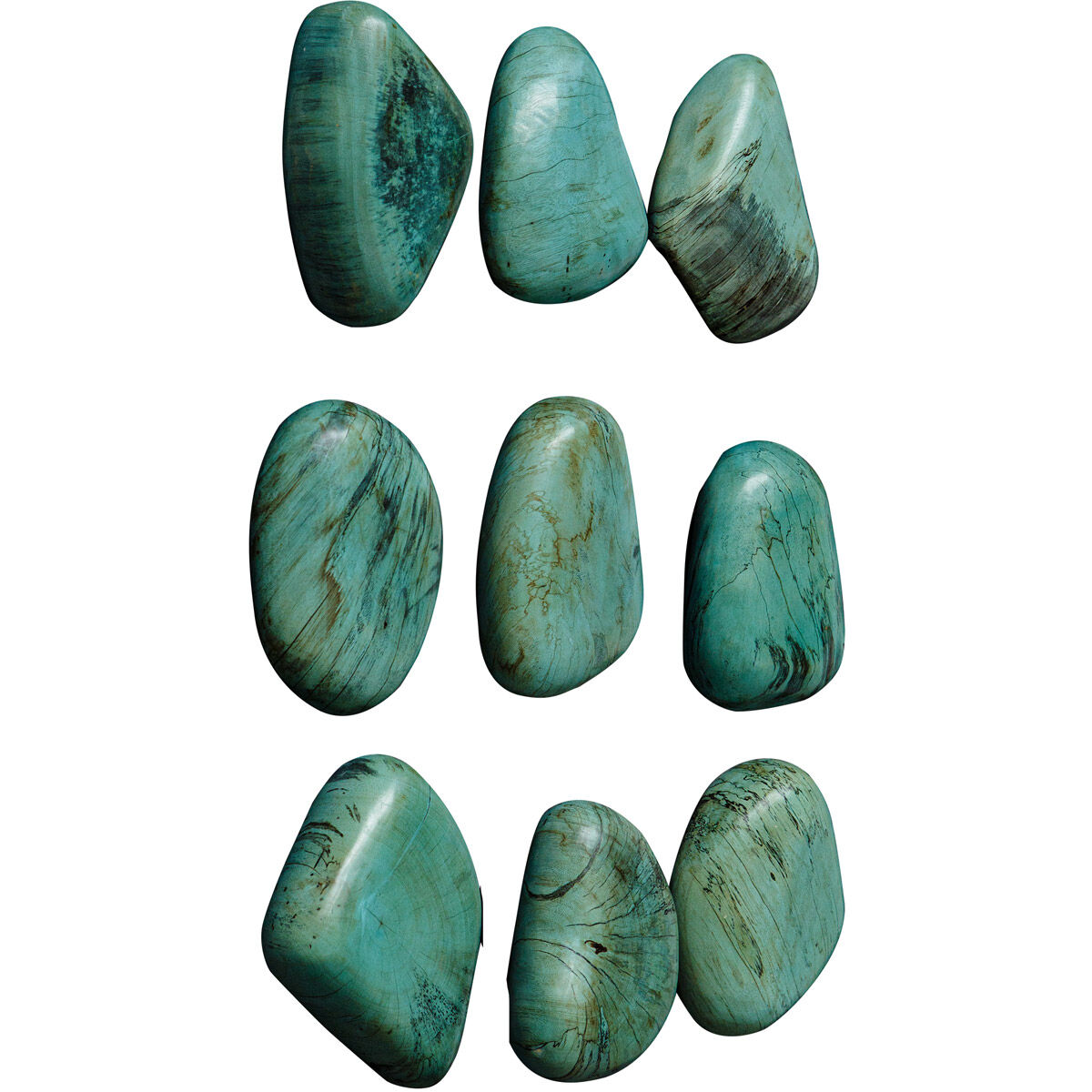 Pebbles Aqua Stain Wood Wall Decor, Set of 9