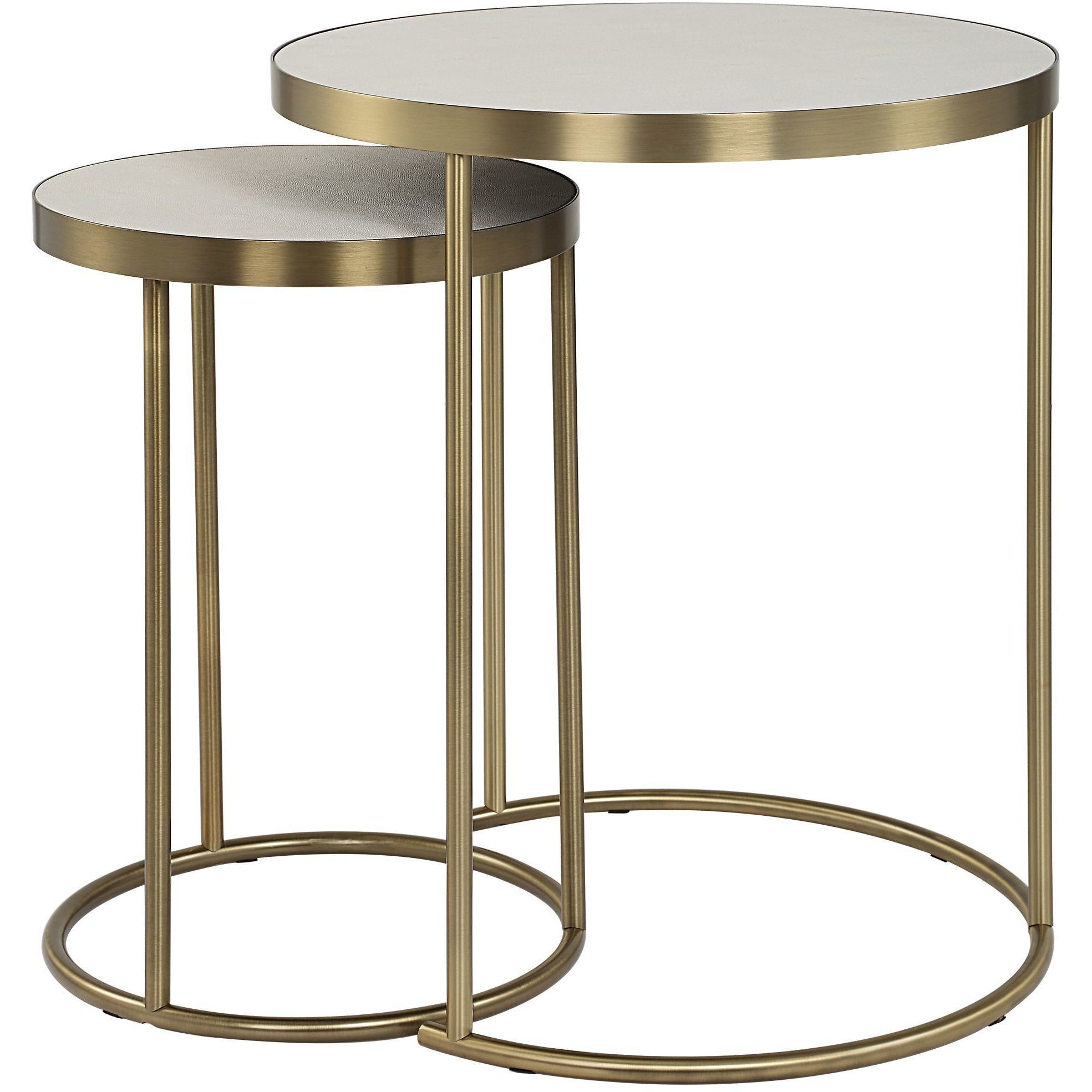 Aragon 24 X 19.5 inch Brass Plated and Faux White Shagreen Nesting Tables, Set of 2