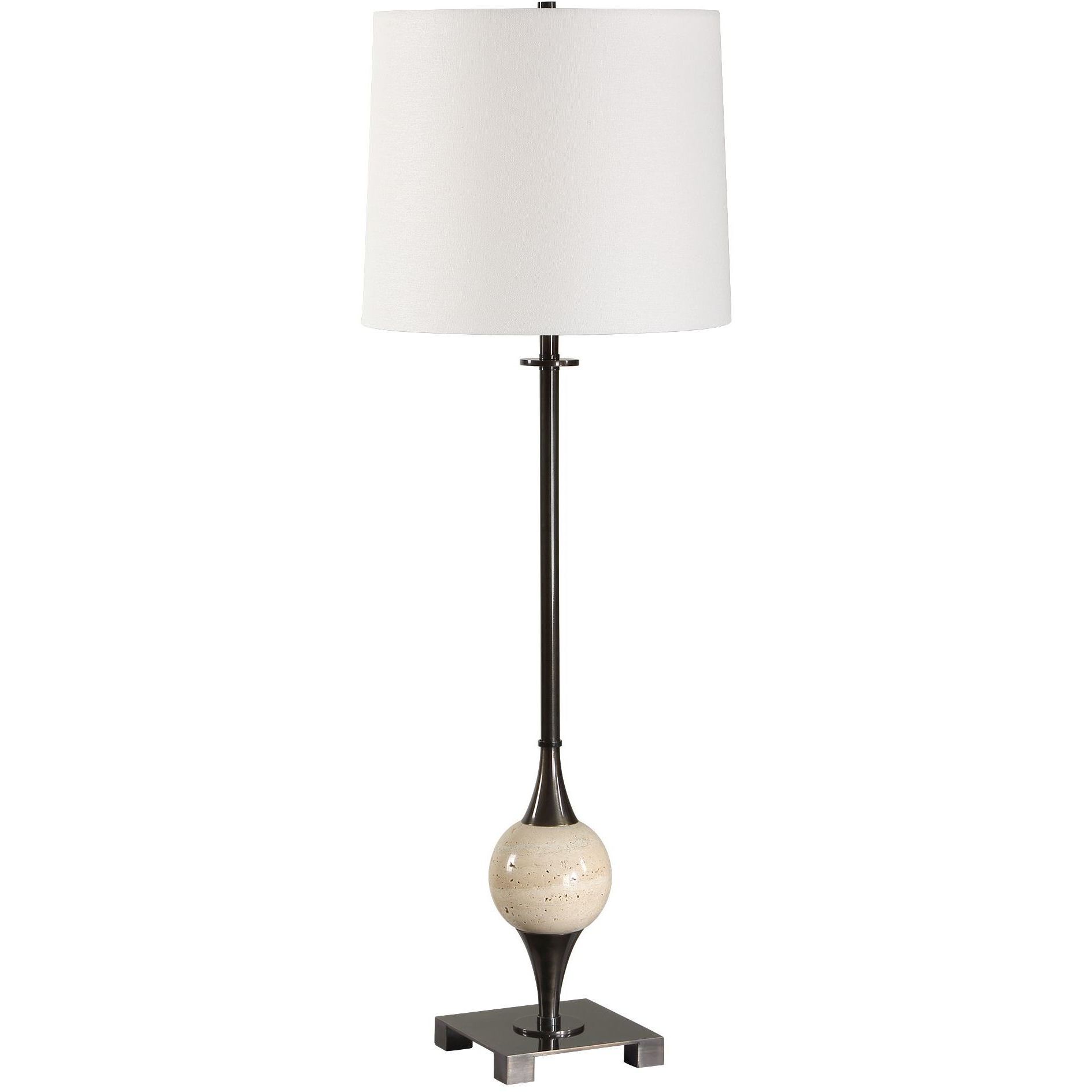 Dempsey 35 inch 150 watt Dark Bronze and Travertine Buffet Lamp Portable Light