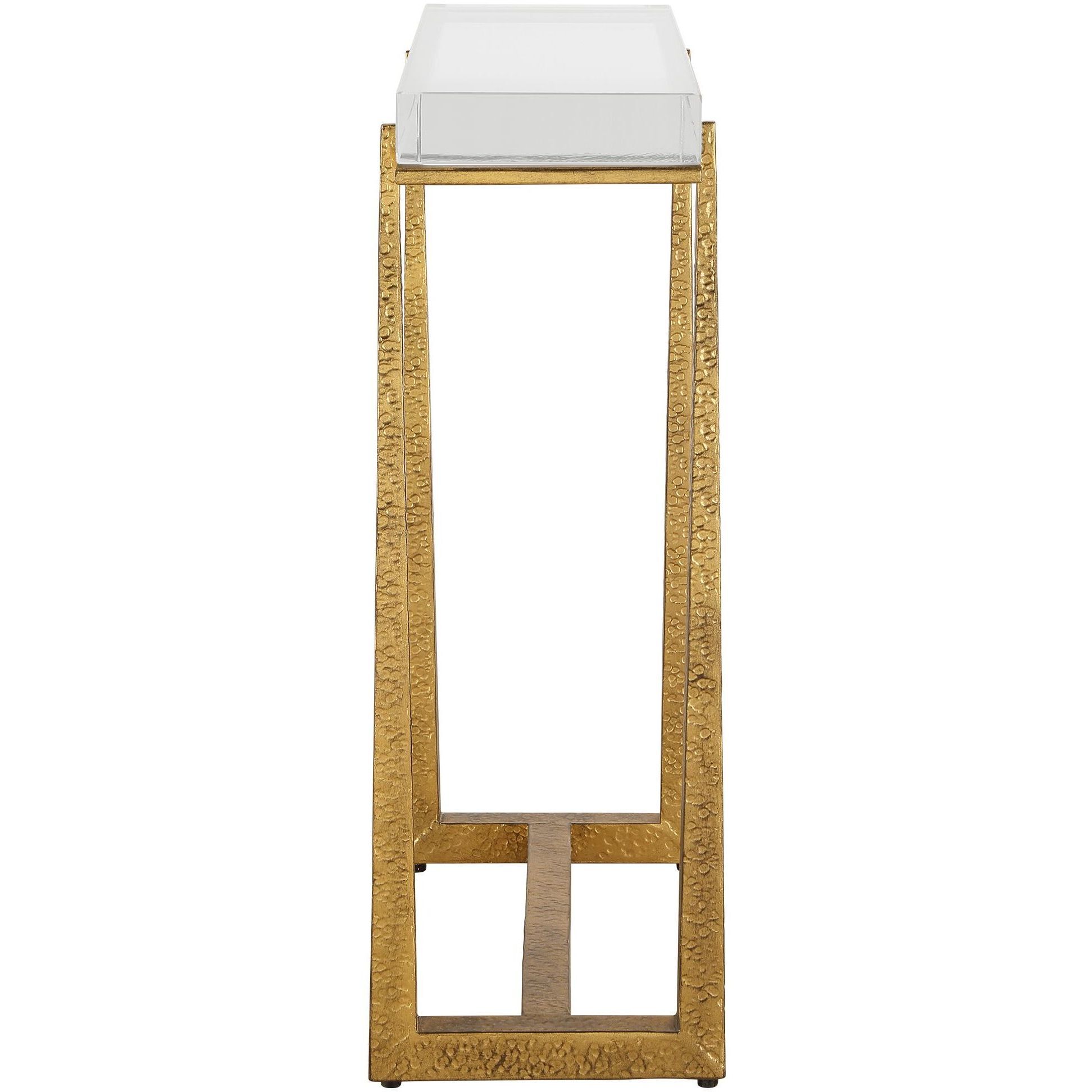 Midas 24 X 24 inch Antique Gold and Crystal Accent Table