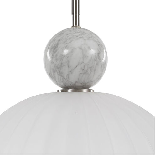 Creme 1 Light 16 inch White Marble and Brushed Nickel Pendant Ceiling Light
