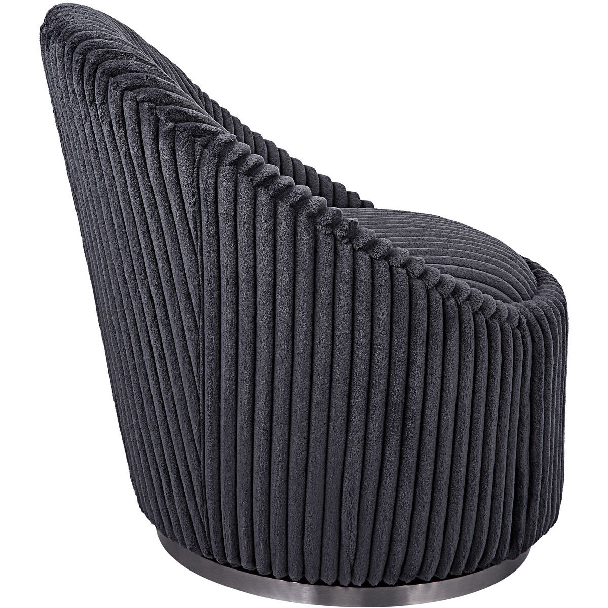 Crue Gunmetal and Stainless Steel Swivel Chair