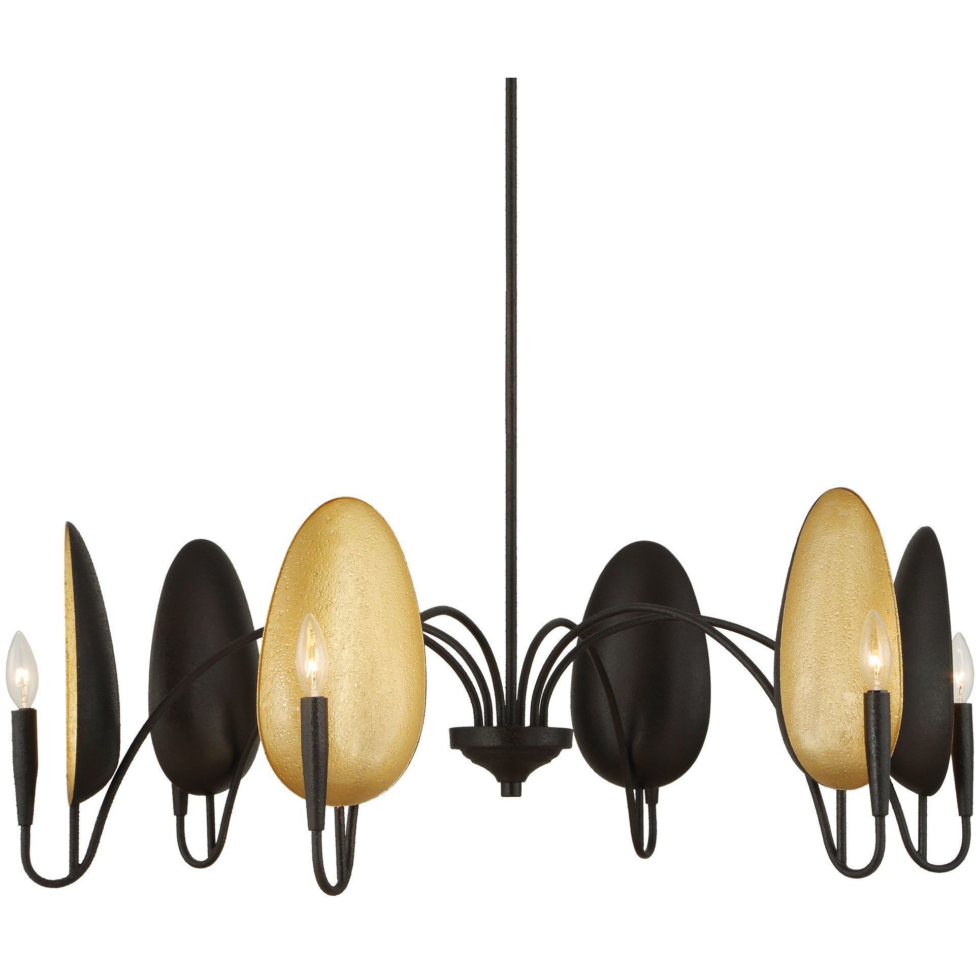 Warwick 6 Light 41.5 inch Black and Gold Textured Chandelier Ceiling Light