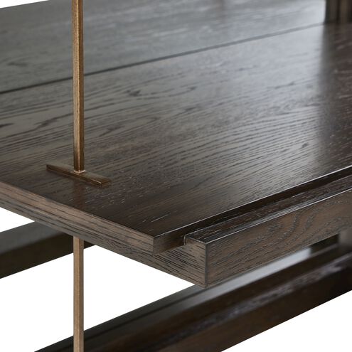 Kai 82 X 40 inch Dark Walnut and Gold Etagere