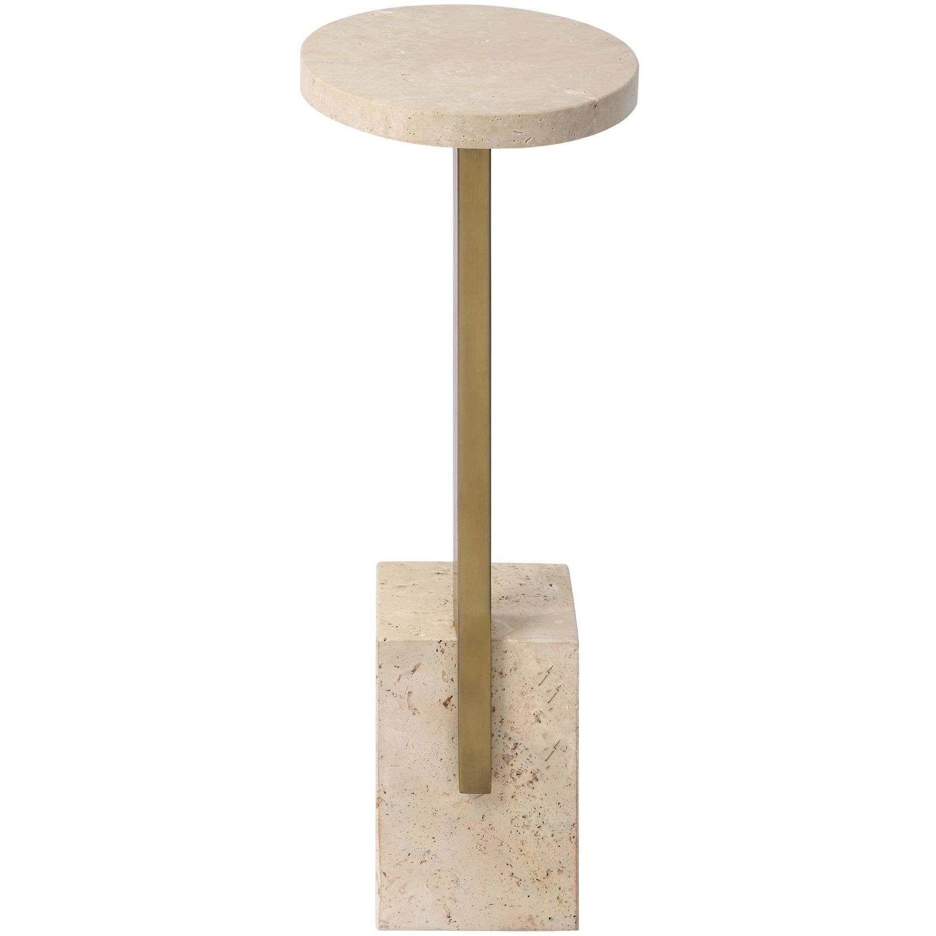 Feranno 22 X 12 inch Travertine and Brass Accent Table