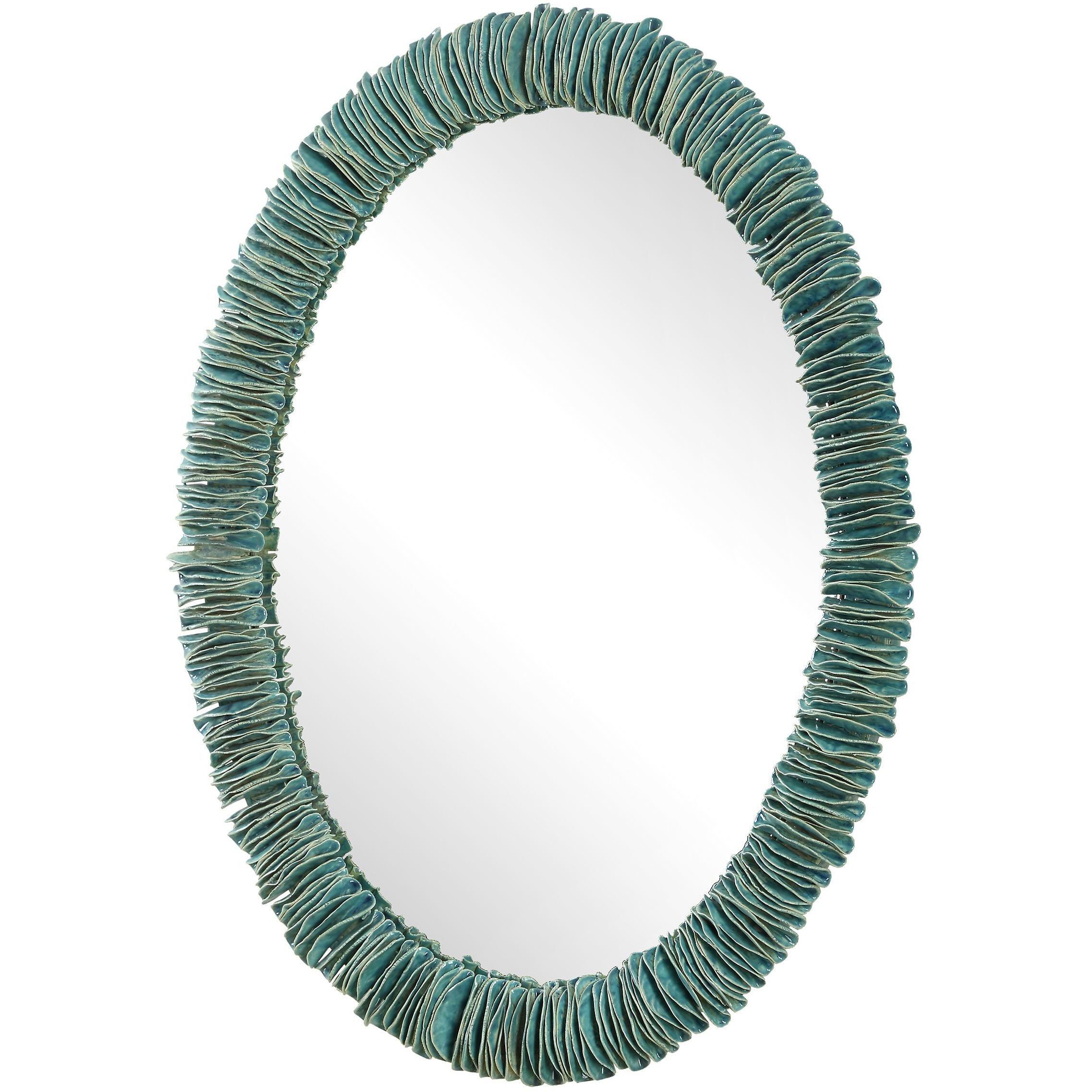 Bonaire 34.5 X 26.5 inch Distressed Mottled Teal Blue Glaze Mirror