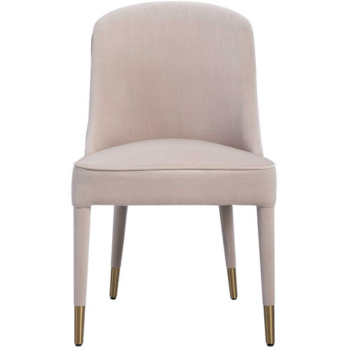 Brie Champagne Velvet and Brushed Brass Armless Chairs, Set of 2
