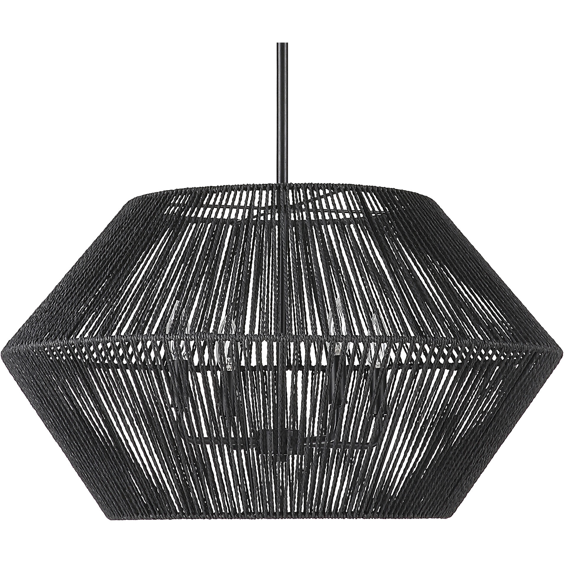 Suva 4 Light 28 inch Black Rope Pendant Ceiling Light