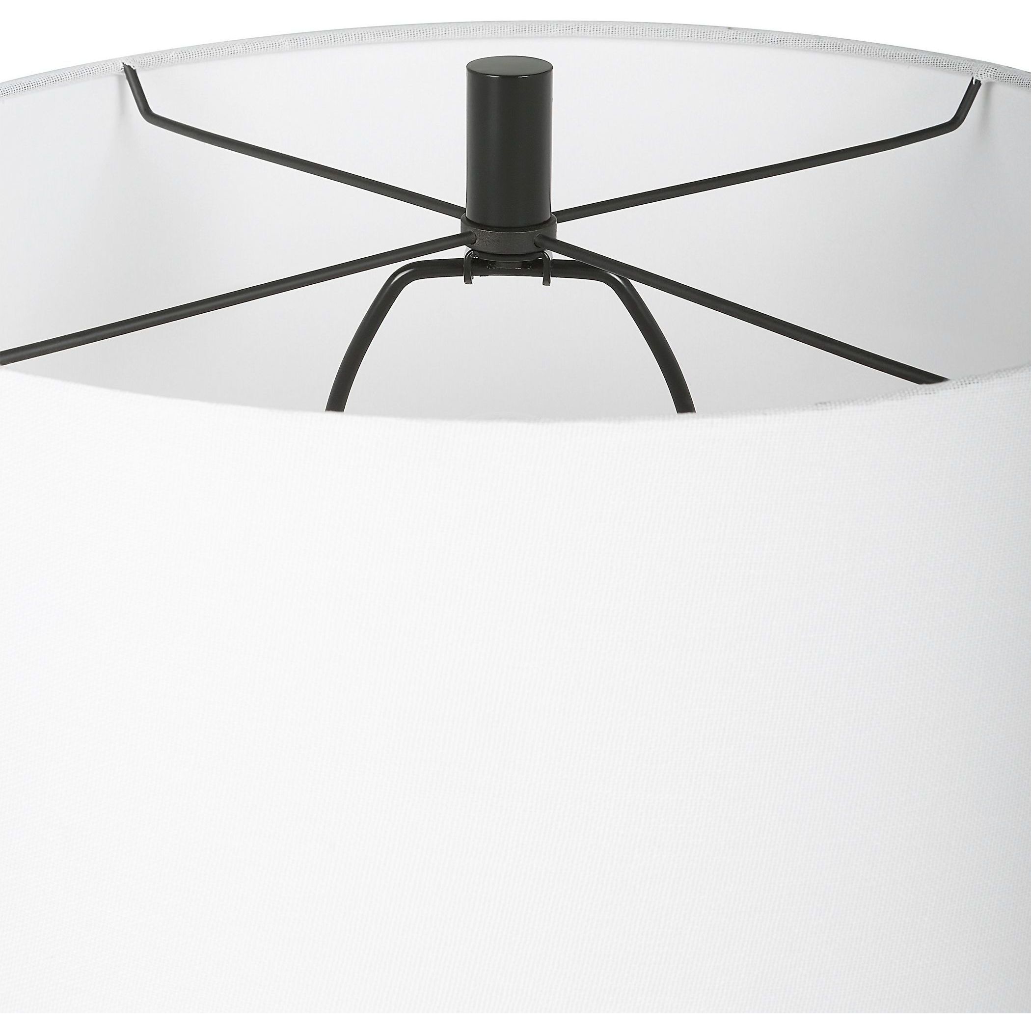 Collar 26 inch 150 watt Gloss White Glaze and Satin Black Table Lamp Portable Light