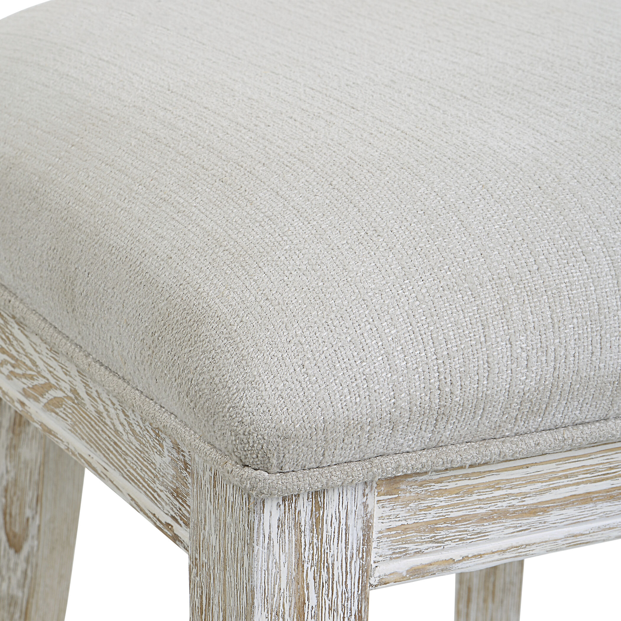 Idris 38 inch Whitewashed and White Fabric Counter Stool