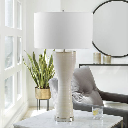Amphora 33 inch 150.00 watt Off-white Crackle Glaze and Polished Nickel Table Lamp Portable Light