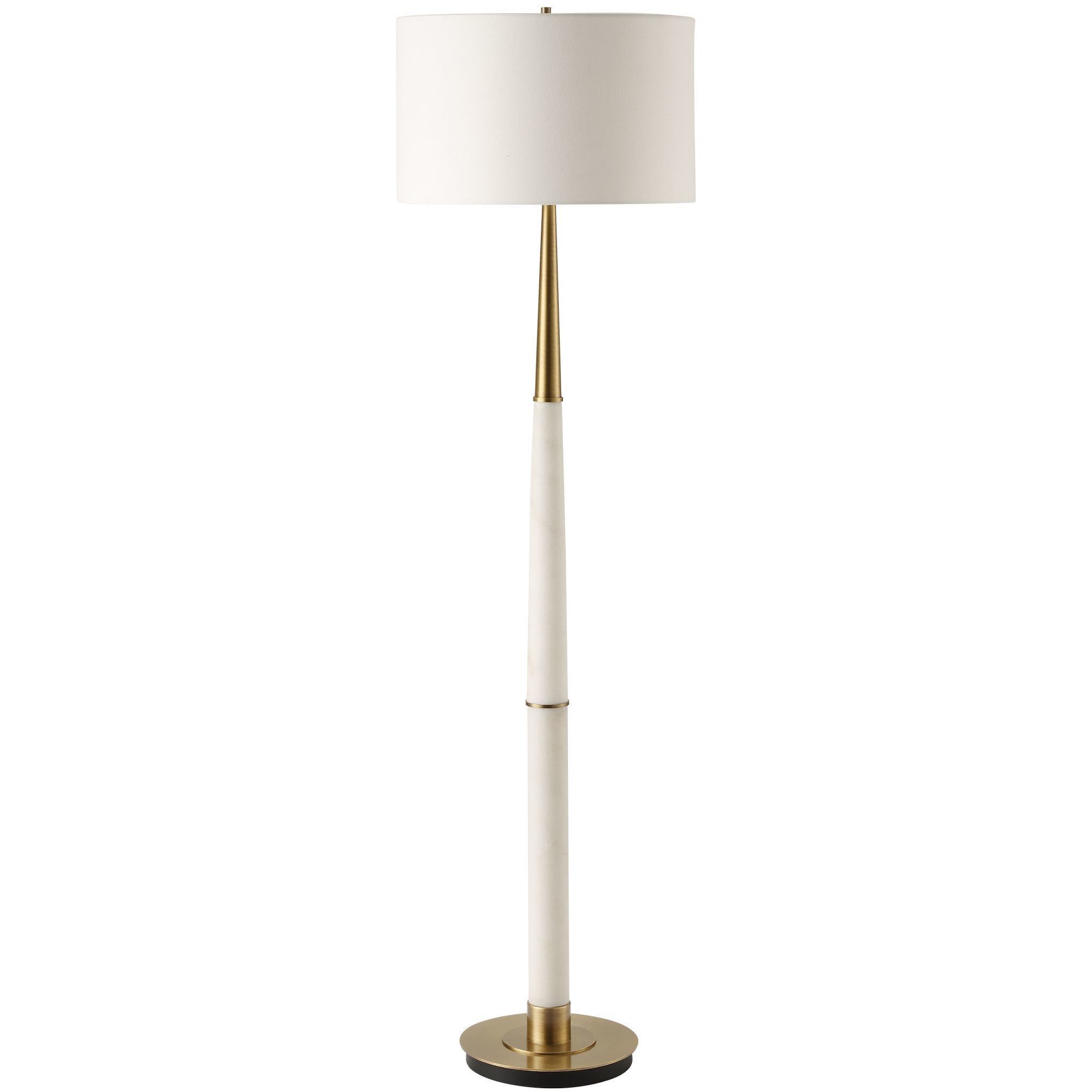 Faro 61 inch 150.00 watt White Marble and Brushed Antique Brass Floor Lamp Portable Light