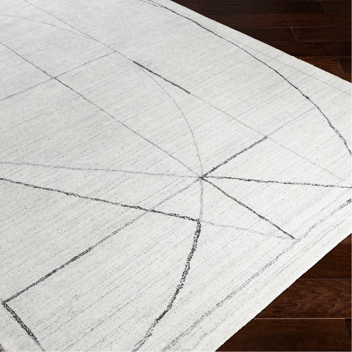 Costilla 120 X 96 inch White and Charcoal Tones with Black Rug, 8ft x 10ft