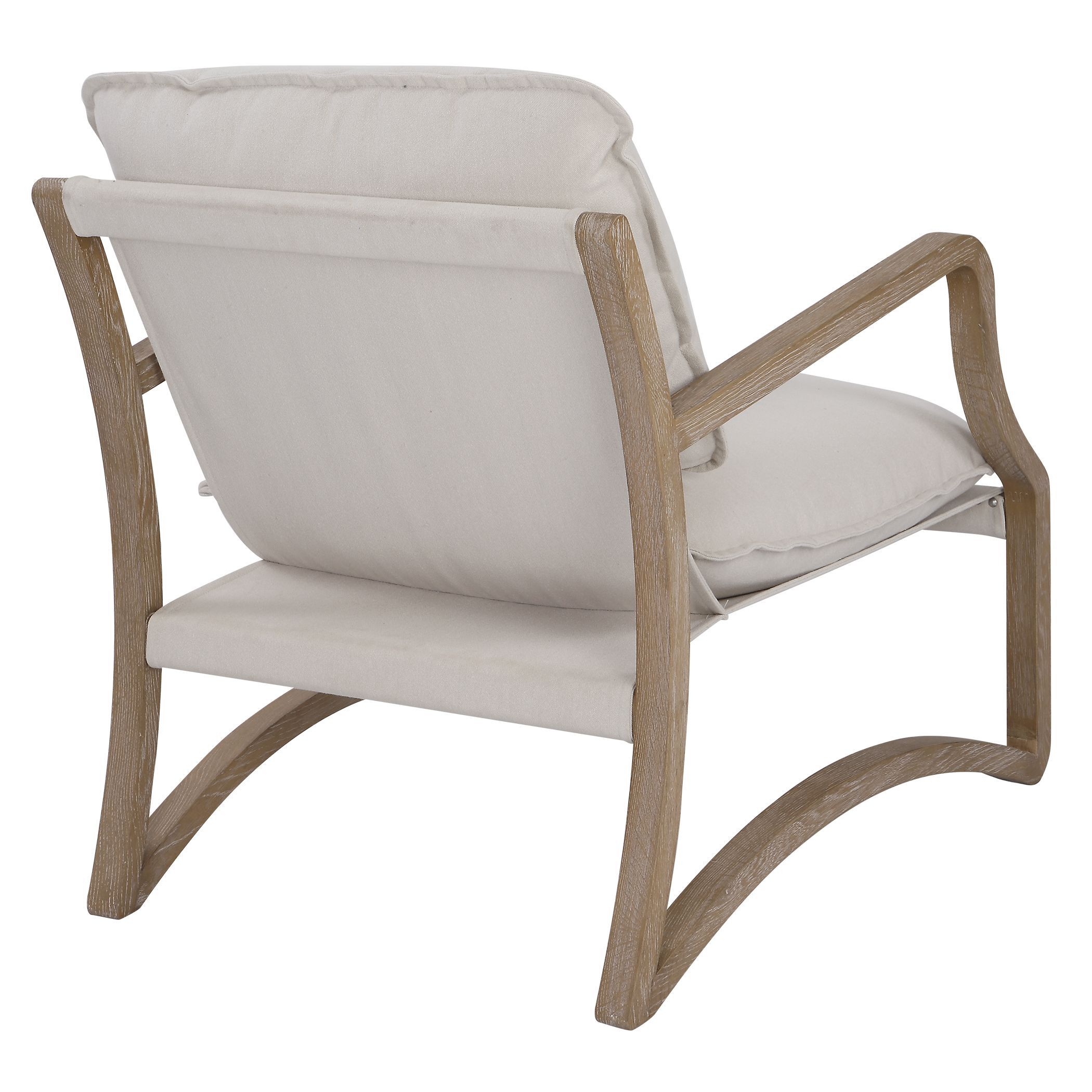 Melora Natural Solid Oak and Natural Linen Toned Fabric Accent Chair