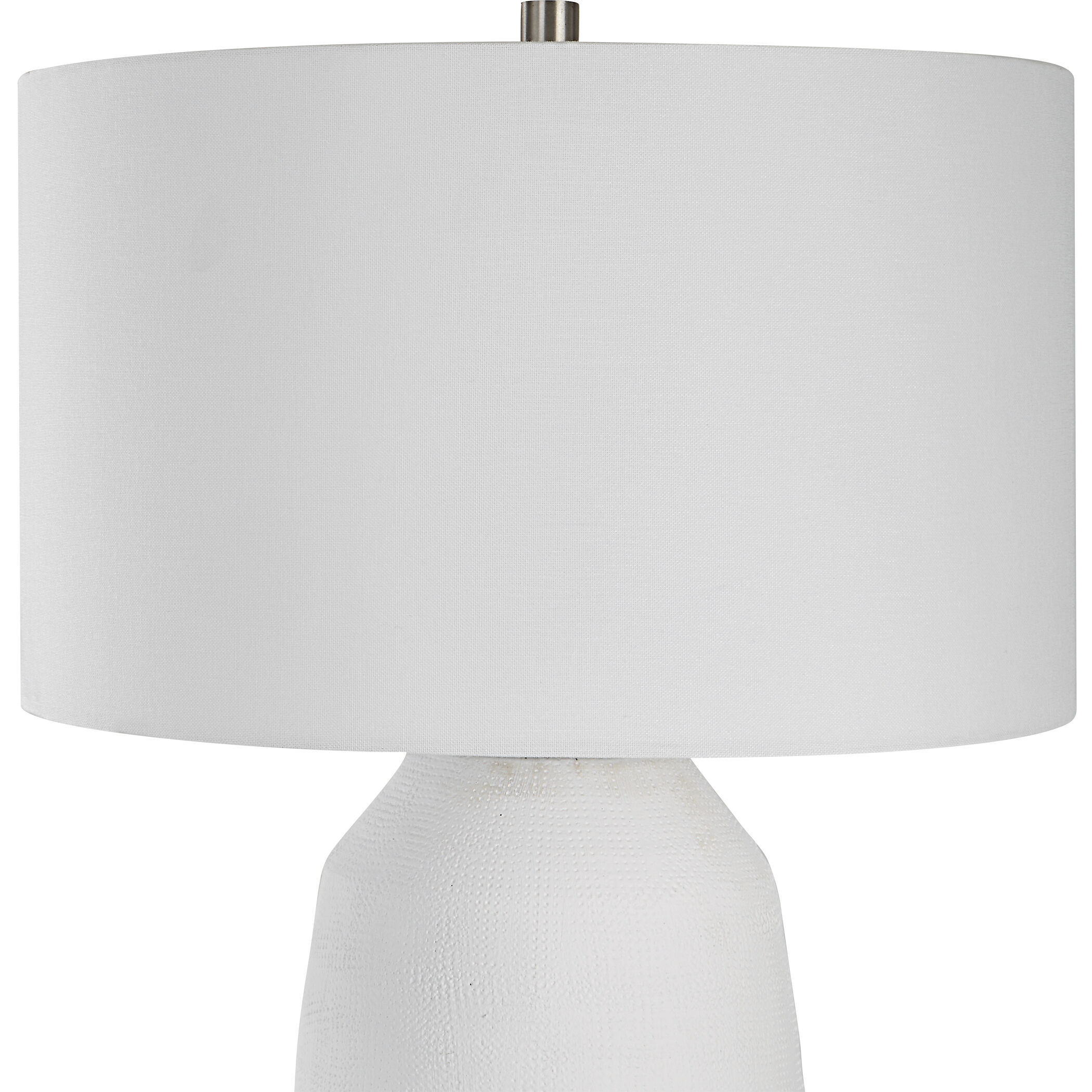 Heir 26 inch 150.00 watt Chalk White Matte and Brushed Nickel Table Lamp Portable Light
