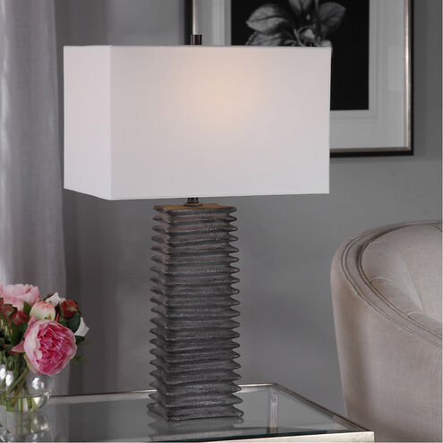 Sanderson 27 inch 150 watt Metallic Charcoal Glaze Table Lamp Portable Light