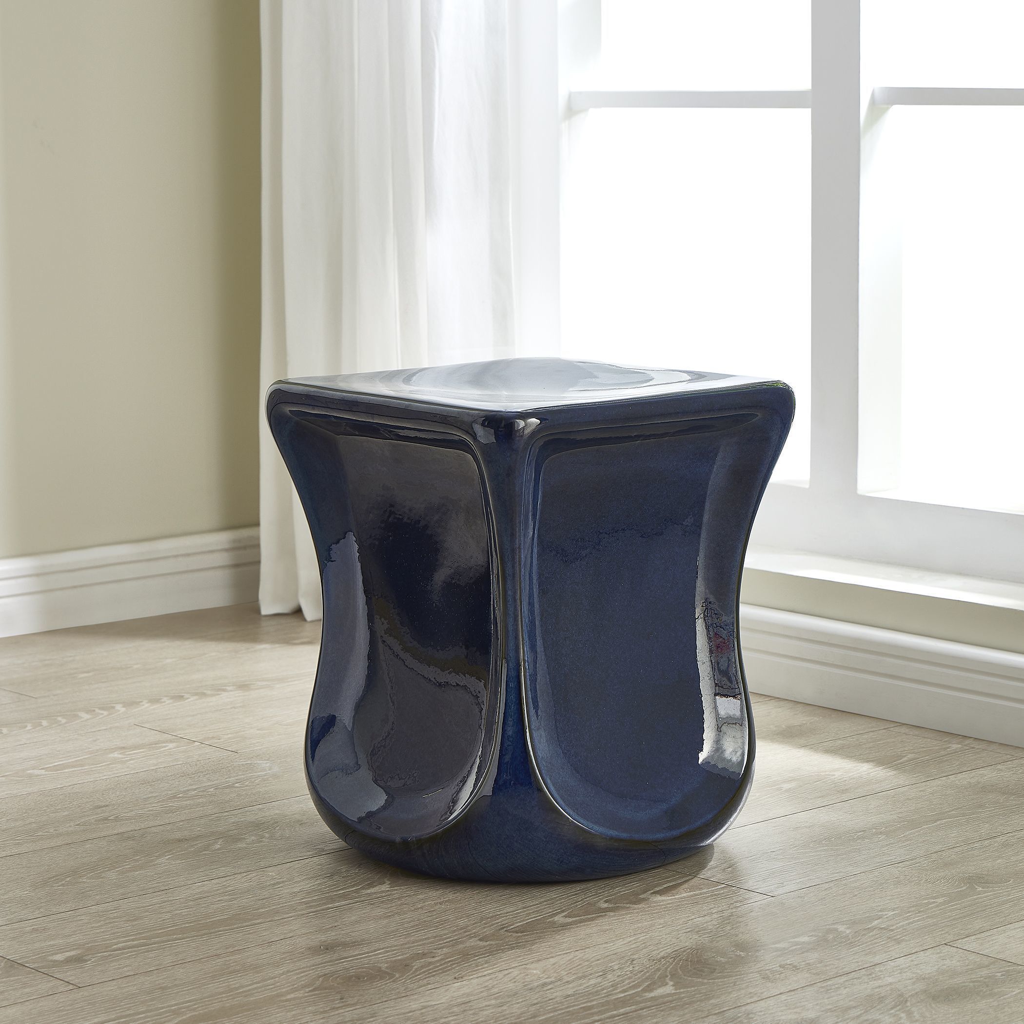Kaz 18.25 inch Blue Glaze Garden Stool