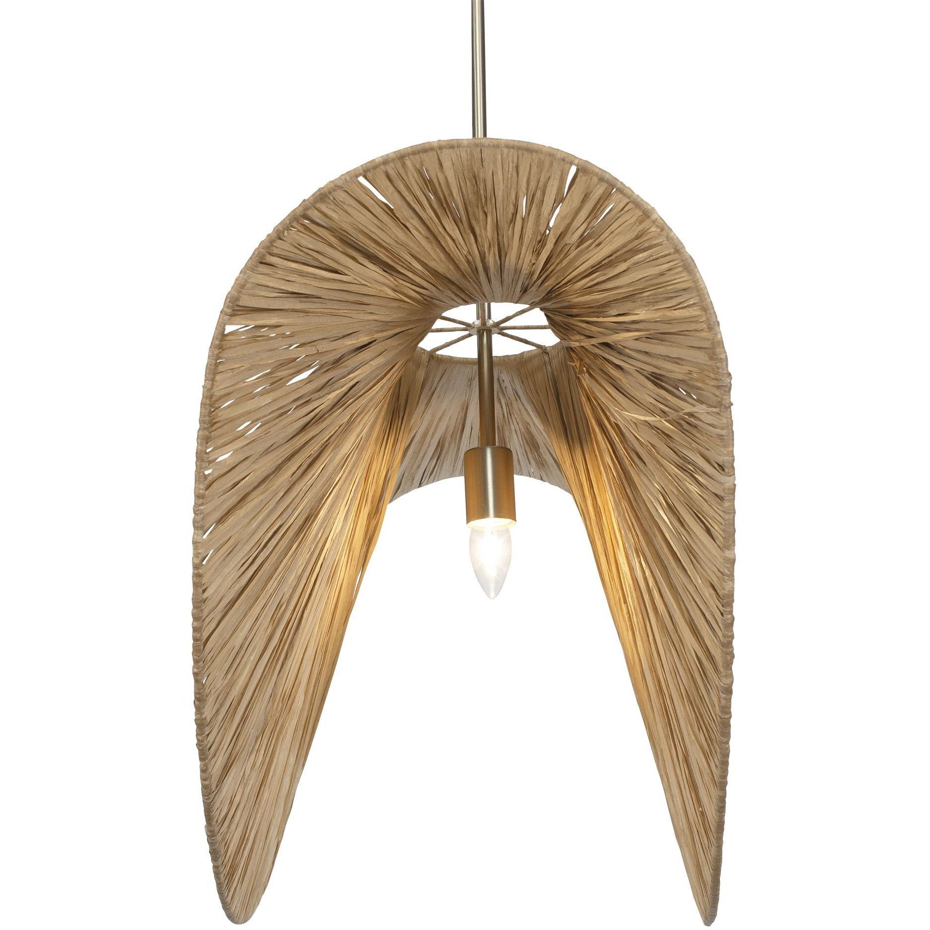 Bend 1 Light 28.75 inch Antique Brass and Natural Raffia Pendant Ceiling Light