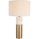 Gravitas 27.5 inch 150 watt Plated Brushed Brass with Porous Ivory Stone Table Lamp Portable Light