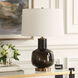 Buchanan 24 inch 150.00 watt Smokey Charcoal Glass and Plated Brass Table Lamp Portable Light