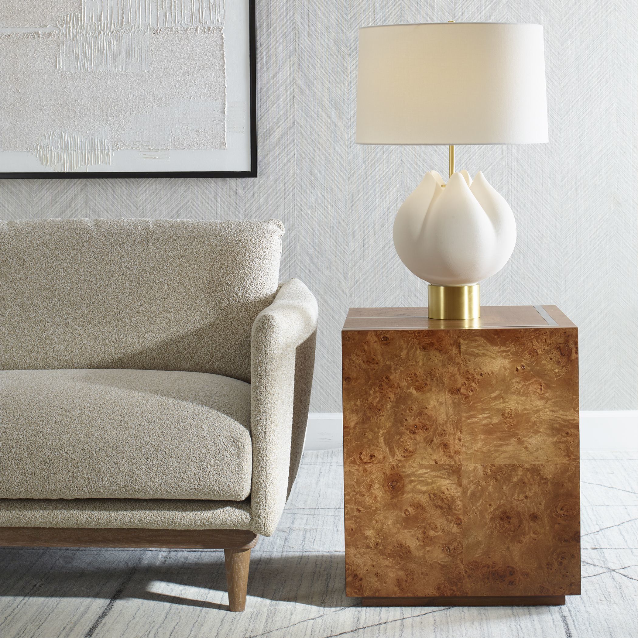 Seven Wonders 24 X 20 inch Maple Burl and Acacia and Alder Wood Side Table