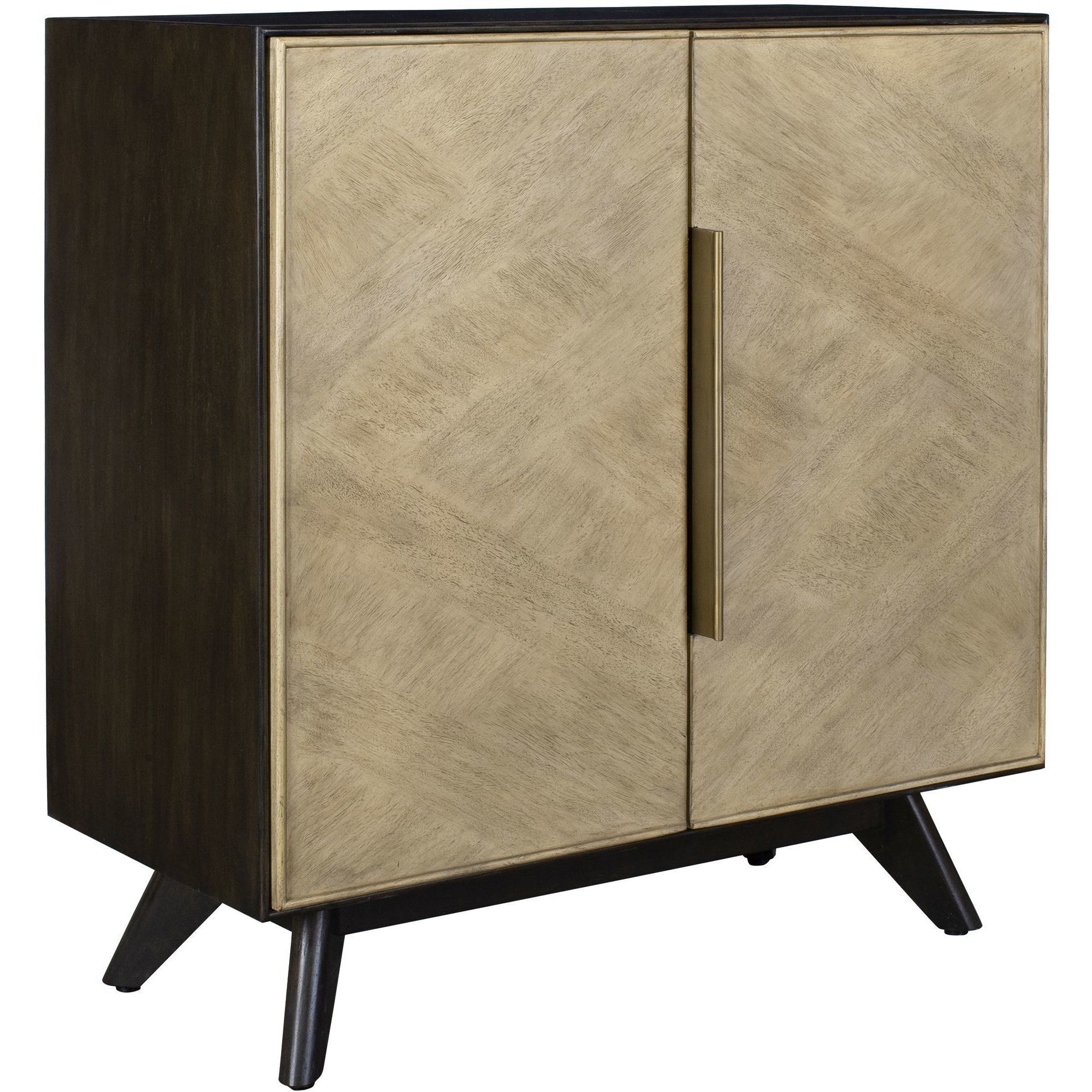 Reina Mango and Java Wood Veneers and Dark Walnut 2 Door Cabinet