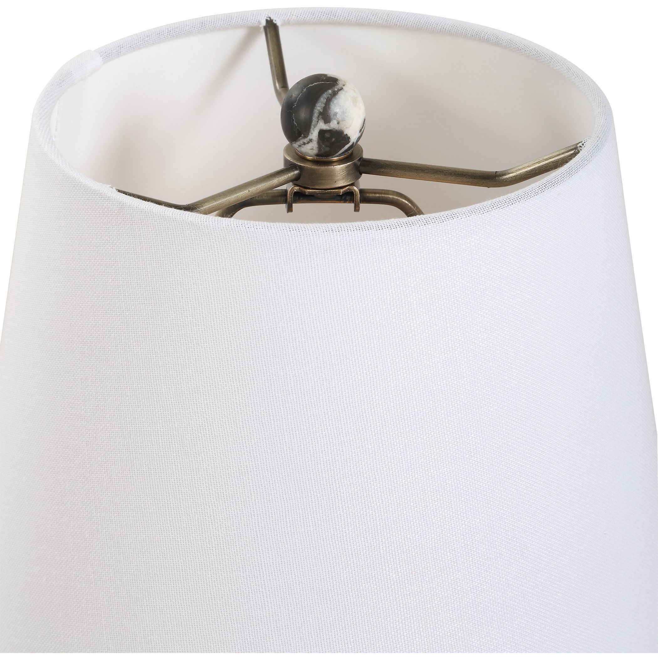 Marcela 25 inch 100.00 watt Black and White Panda Marble and Antique Brass Buffet Lamp Portable Light