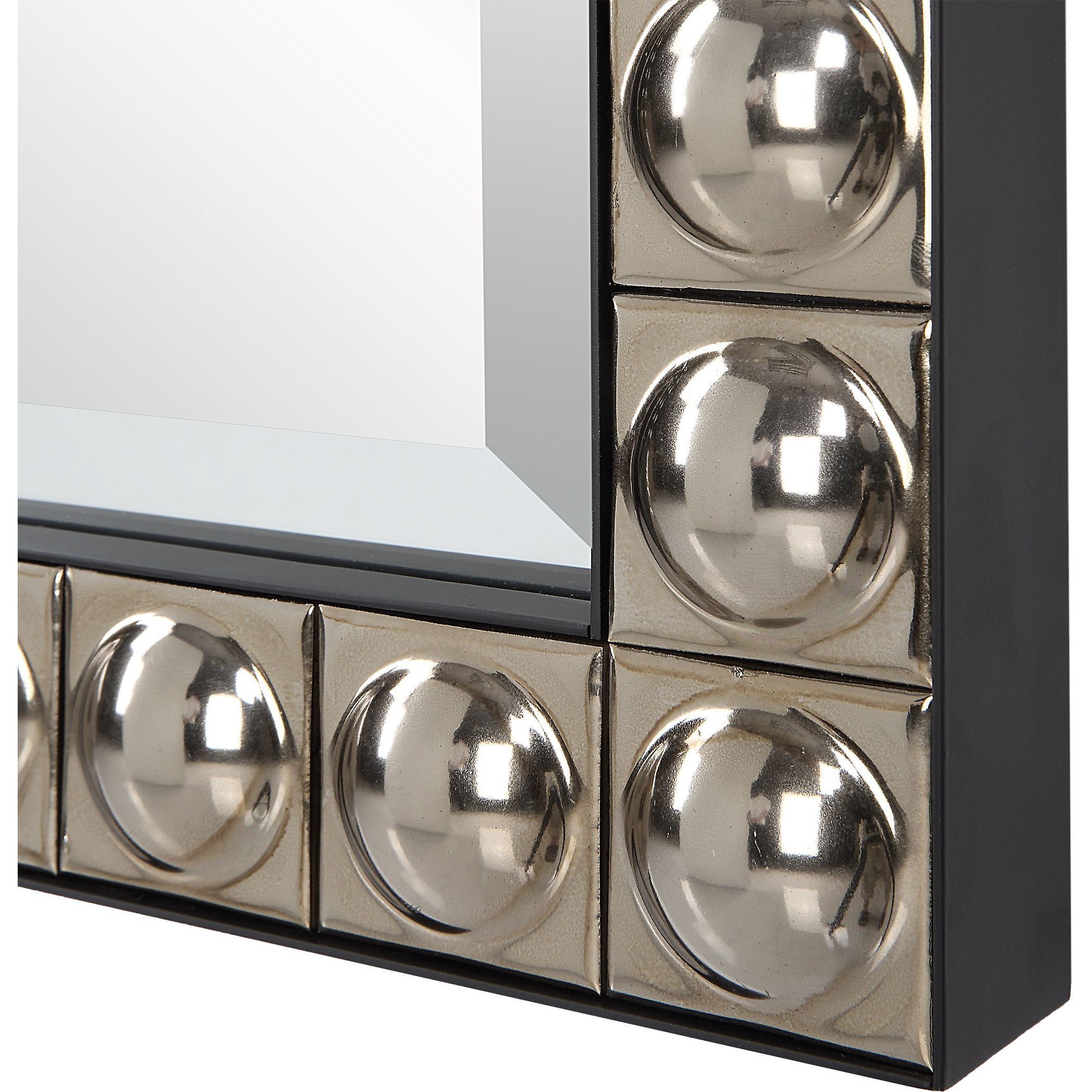 Silvio 32.75 X 23.13 inch Antiqued Silver-Champagne and Black Vanity Mirror