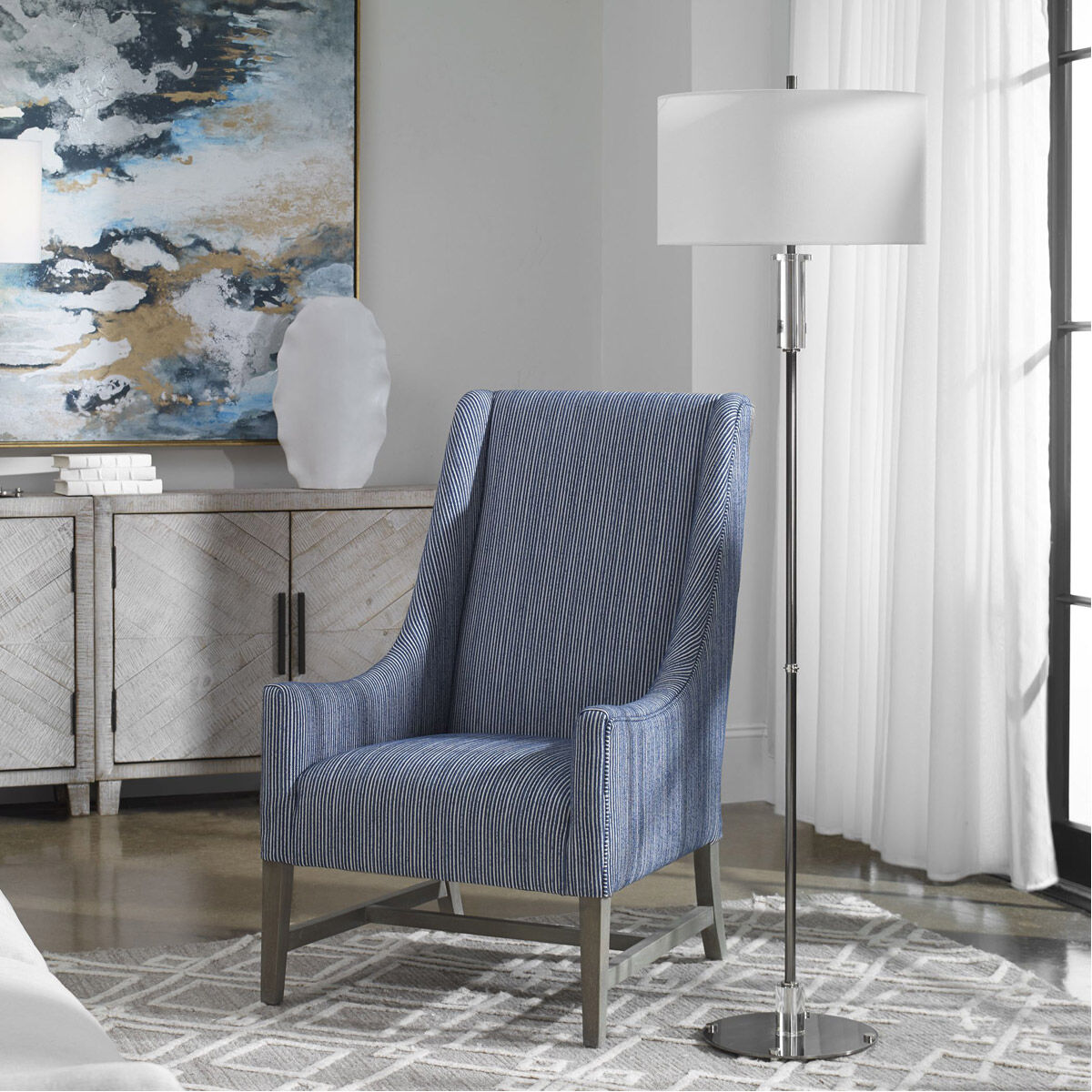 Aurelia 65 inch 150.00 watt Polished Nickel and Crystal Floor Lamp Portable Light