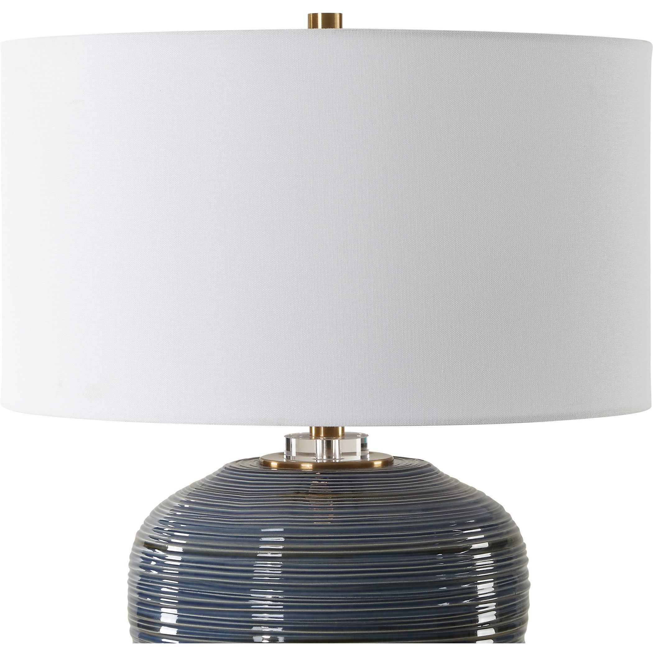 Moher 26 inch 150.00 watt Glossy Blue Glaze and Brass Table Lamp Portable Light